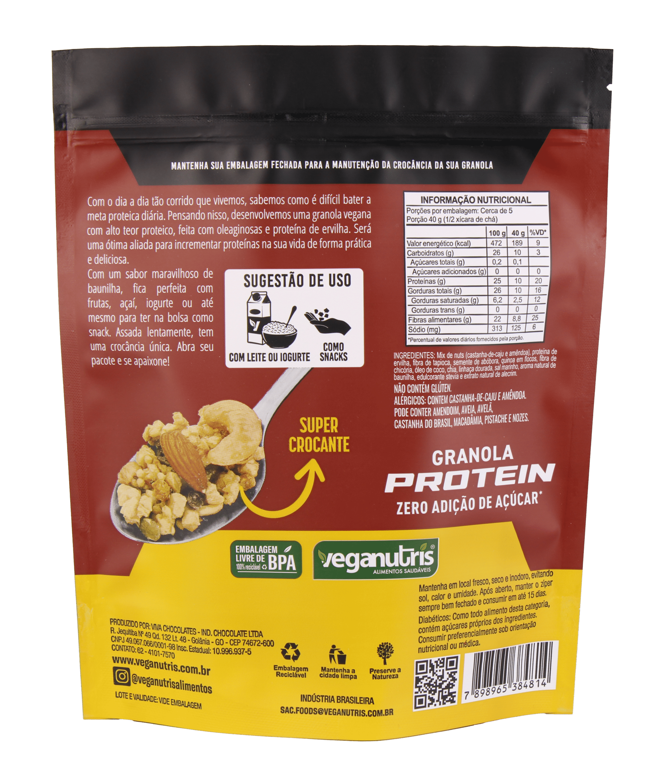 Granola protein baunilha verso